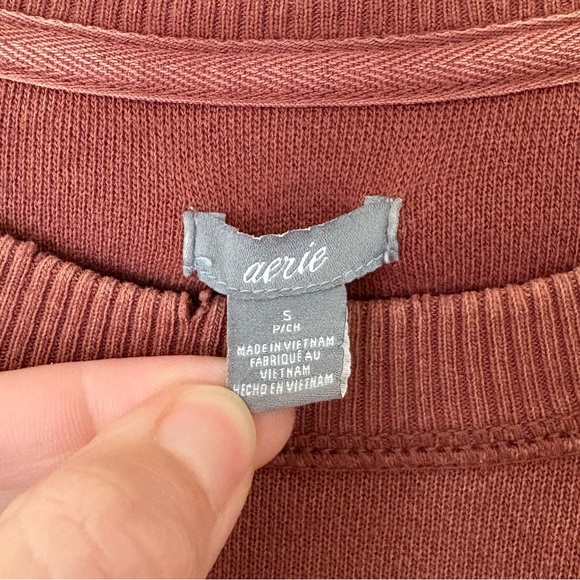 Aerie Distressed Burnt Orange Sweatshirt Top - Picture 2 of 4